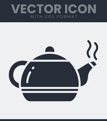 Stylized hot beverage teapot vector icon with rising steam for tea time, cozy moments and warm drink graphic element
