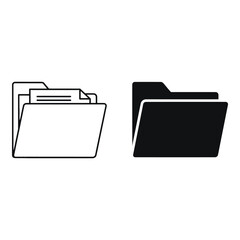 Two folder icons one outlined and the other solid black
