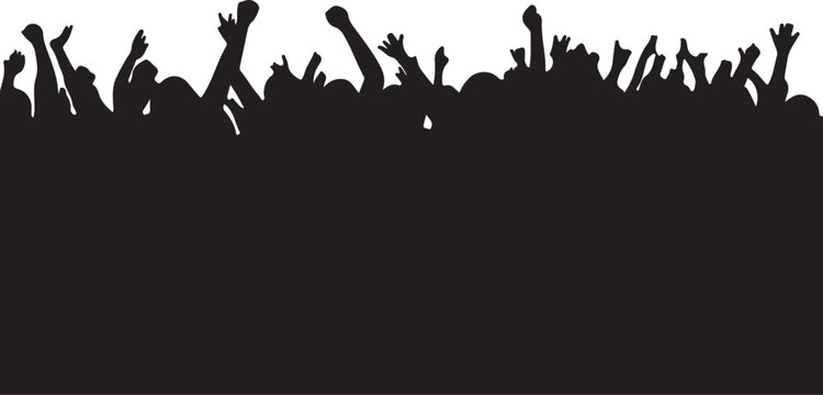Excited Crowd and Party Public Silhouette Vector