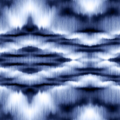 Indigo Shibori Dyed Ornate Wave Pattern