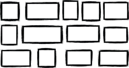 Set of hand drawn frames as rustic borders for design enhancement on transparent backdrop. Grunge frames collection to add an edgy, natural touch.