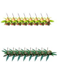 Mangal Kalash Puja Ghat Chain with Coconut and Mango Leaves | Hindu Puja Decorative Item PNG Beautifully illustrated Mangal Kalash puja ghat chain featuring a coconut and mango leaves design