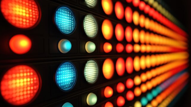 Colorful LED lights in rows