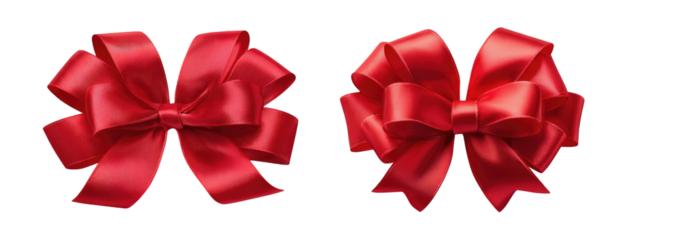 Two vibrant red satin bows against a black background.  Detailed design,  smooth curves and folds,  perfect for gift wrapping or design elements.  Silhouette style,  with a crisp outline