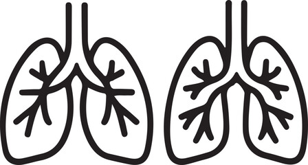 Human Lungs Organ Outline Icon Art & Illustration