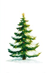 Fototapeta premium Small decorated christmas tree illustration celebration decoration.