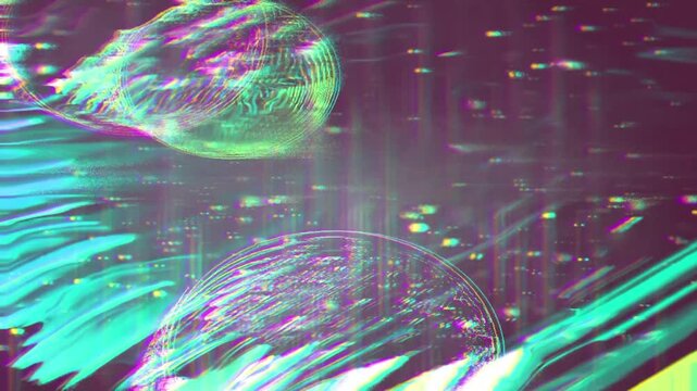 abstract glitch effect Motion in Blue and Green Shades for Sci-Fi, Meditation, and Visual Effects