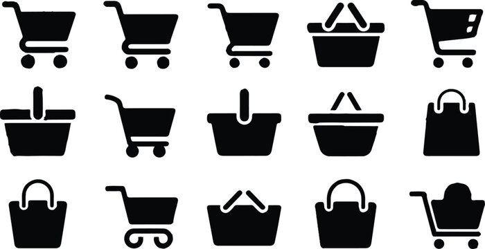 Shopping Cart and Basket Icons Set