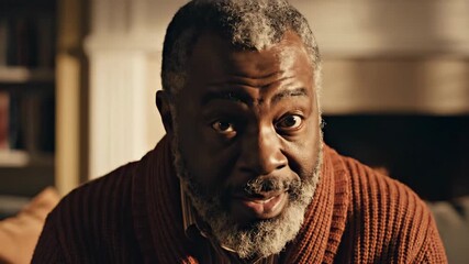 Warm Expression Portrait of a Mature Man Speaking to Someone