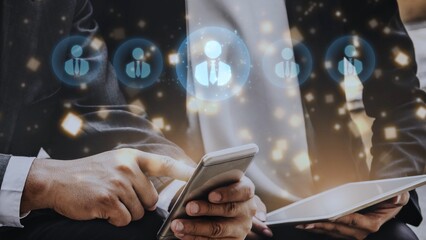 Digital recruitment and online hiring, virtual headhunting, smart recruitment platforms, talent...