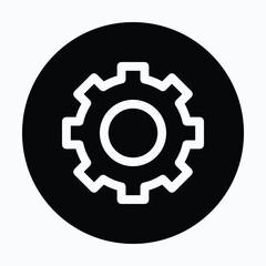 Settings Gear Cogwheel Symbol Isolated Circular Vector Icon.