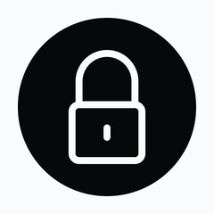 Lock Closed Security Padlock Symbol Isolated Circular Vector Icon.
