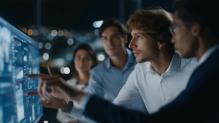 Wide-angle shot of distributed team interacting in a shared virtual environment, generating ideas and tracking KPIs holographically, symbolizing next-generation remote collaboration, virtual - Powered by Adobe