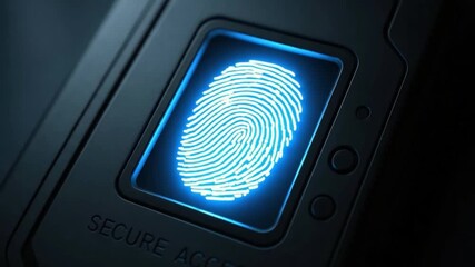 Fingerprint scanner biometric security digital identification secure access technology device glowing electronic authentication cyber security personal data protection futuristic interface system - Powered by Adobe