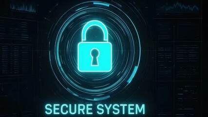 Secure system concept featuring glowing padlock and lock with digital interface background, highlighting advanced cybersecurity technology for data protection and security system integration - Powered by Adobe