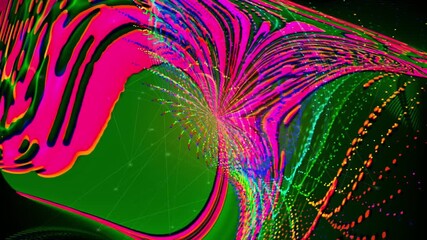 Psychedelic Fractal Animation with Vibrant Waves , Abstract Hypnotic Background for Visual Effects and Meditation - Powered by Adobe