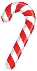 Obraz premium A single candy cane with red and white stripes, isolated on a white background.