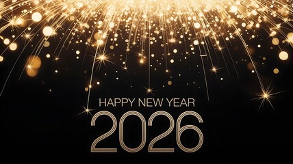 Sparkling New Year Celebration 2026 with Elegant Gold Fireworks and Greetings