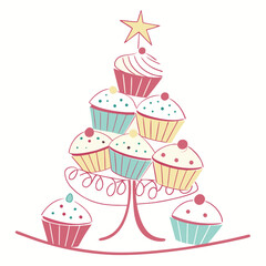 Cupcake Christmas Tree on a Stand cupcakes holiday