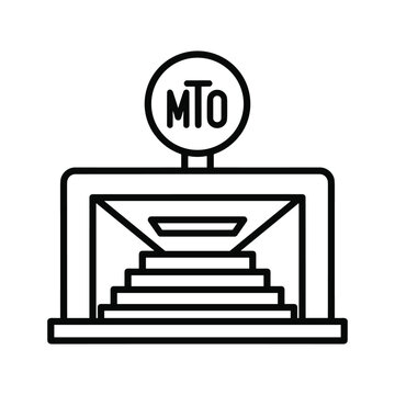 Entrance to a subway or metro station with stairs and mto sign