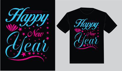 Print ready typography happy new year t-shirt design 2026