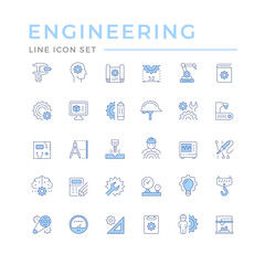Set color line icons of engineering