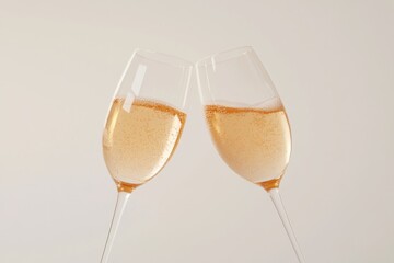 Champagne toast celebration with two clinking glasses on holiday