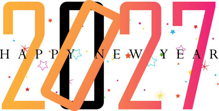 Happy New Year 2027 Celebration Festive Background Design Template