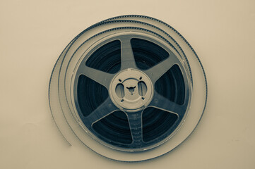 Film reel close-up on transparent background
