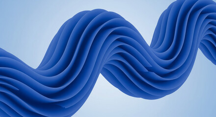 A blue 3d rendered abstract wave pattern on a light blue background creates a modern and visually appealing design element for various applications