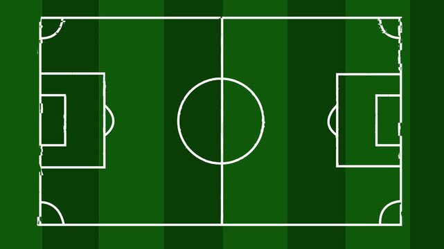 Animated soccer pitch Association Football grass field with drawn line markings [4K]