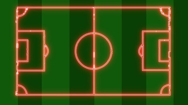 Animated soccer pitch Association Football grass field with drawn line markings [4K]