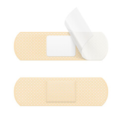 Realistic adhesive bandage strip mockup. Vector Illustration isolated on white background. Ready and easy to use for your design. EPS10.