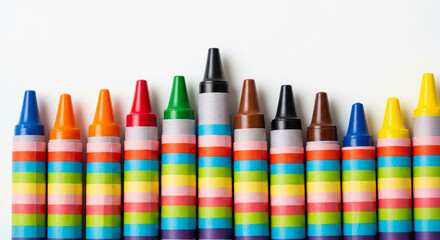 Close up of colorful crayons, perfect for school, art, and creativity related projects and designs
