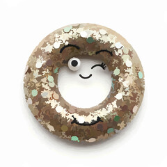Winking Cruller Donut Cartoon Character Illustration


