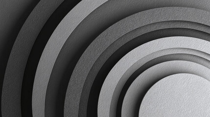Abstract geometric layers of concentric grayscale arches creating depth and texture