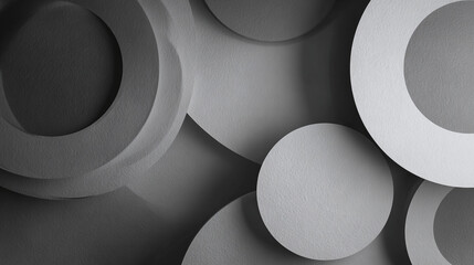Abstract composition with multiple overlapping circles in shades of gray, creating depth and a modern aesthetic