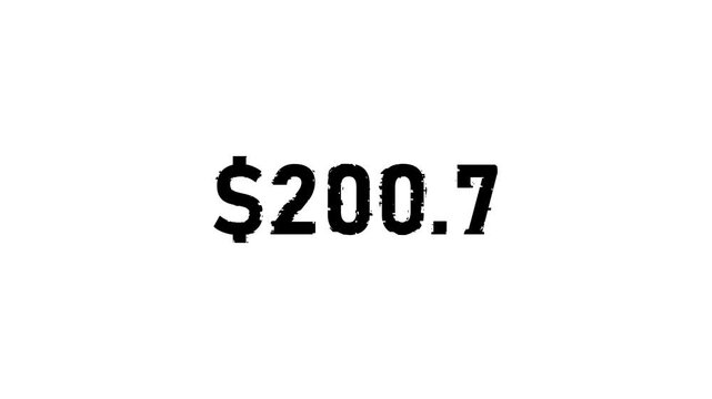 Animation Counting Money Up to 400 Dollars. 4K Digital Cash Flow Indicator
