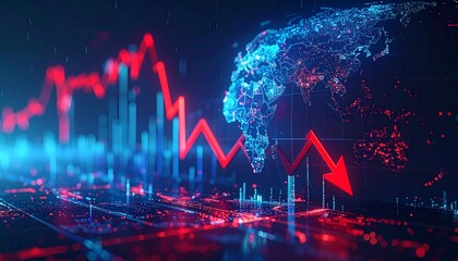 Economical crisis concept. Spread in the world, economy is down. 3d illustration