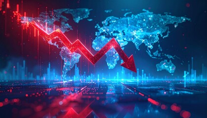 Economical crisis concept. Spread in the world, economy is down. 3d illustration
