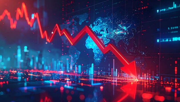 Economical crisis concept. Spread in the world, economy is down. 3d illustration - Powered by Adobe