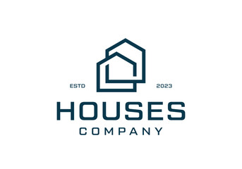 home house line art logo design template