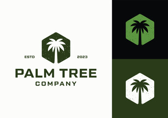 palm tree hipster rustic logo icon design template