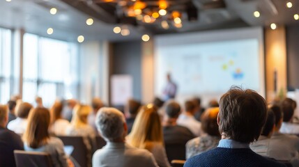 audience watching presentation in conference room