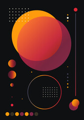 Abstract planet infographics, gradient shapes on a black background. Esoteric symbols, imitation planets.