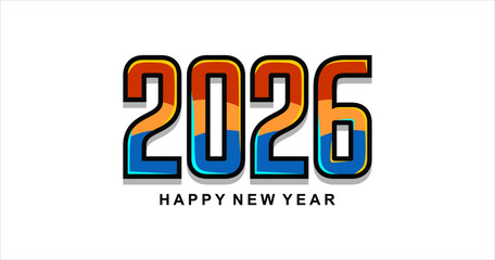Happy New Year 2026 typography text illustration isolated element. Art Illustration
