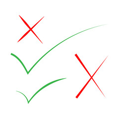 Green check mark and red cross symbols, Right and wrong icons, tick mark, Yes no