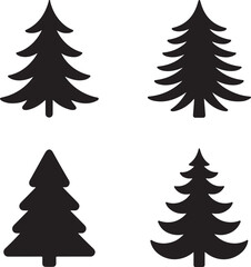 Obraz premium Silhouette Fir Trees A Collection of Evergreen Illustrations