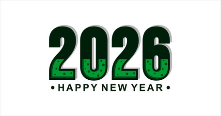Happy New Year 2026 typography text illustration isolated element. Art Illustration
