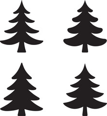Fototapeta premium Four Black Silhouette Christmas Tree Illustrations